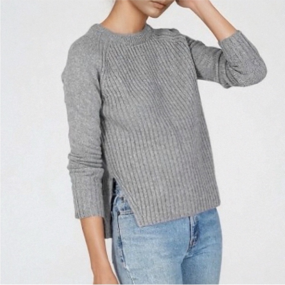 Everlane The Ribbed Wool-Cashmere Crew In Gray, XS
